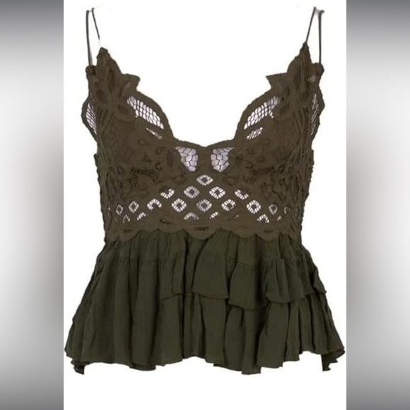 NWT Free People Adella cami in olive sparrow - Picture 4 of 4